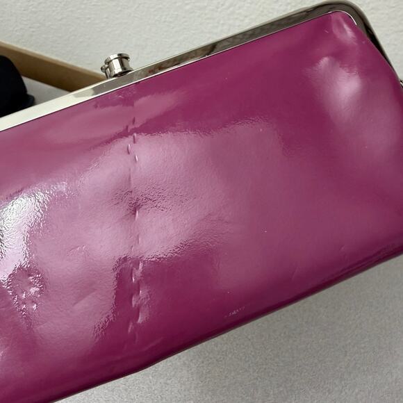 Hobo International Lauren Wallet Fuschia Patent Leather Frame Kisslock Cards * - Picture 4 of 11